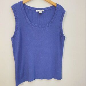 WD-NY Blue  Sleeveless Scoop Neck Sweater Shell  - Size 2X